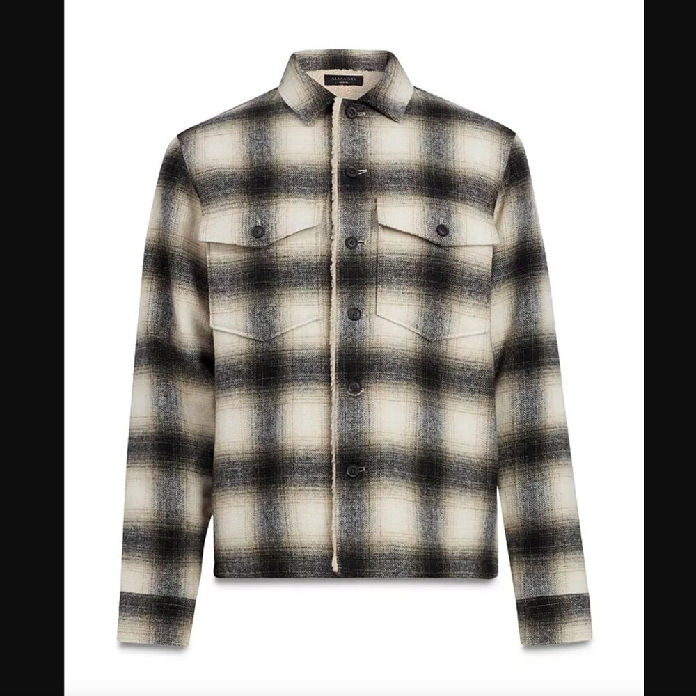 All Saints Lewes Checked Wool Blend Shirt Jacket - Picture 2 of 11